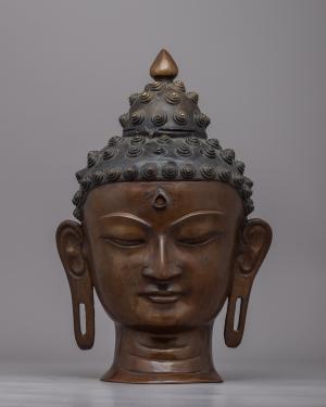 Serene Buddha Head Sculpture | Cultivate Balance and Serenity in Your Environment | Meditation Home Decor | Tibetan Buddhism | Zen Decor